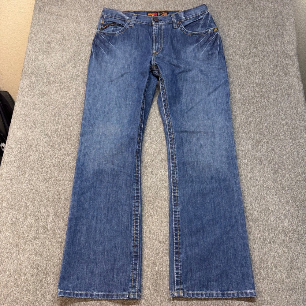 Ariat Work FR M4 Low Rise Boot Cut Jeans Mens 34x32 Blue Flame Resistant CAT 2
